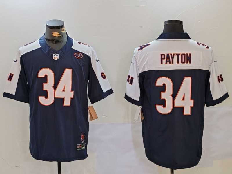 Mens Chicago Bears #34 Walter Payton Limited Navy Thanksgiving Fashion FUSE Jersey